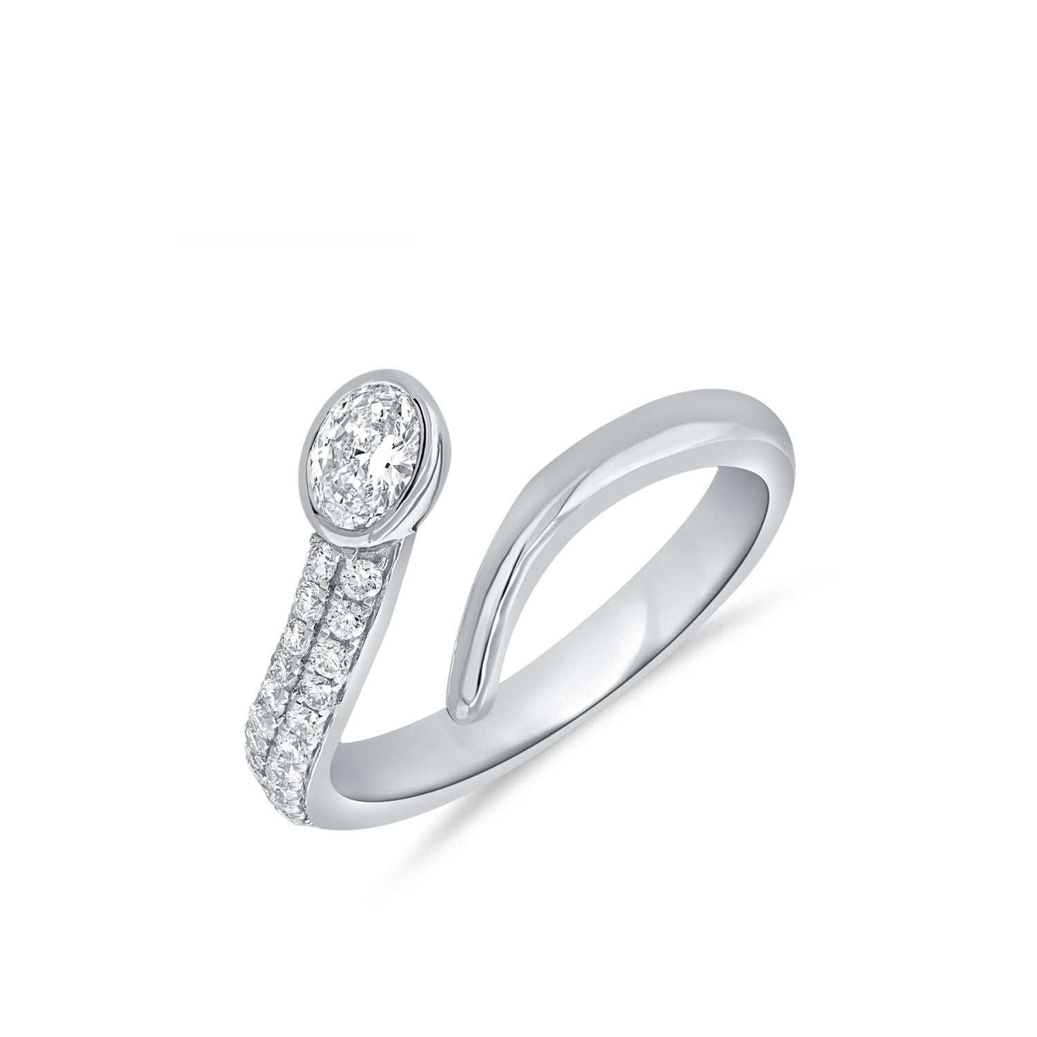 Oval Bezel Loop Diamond Ring