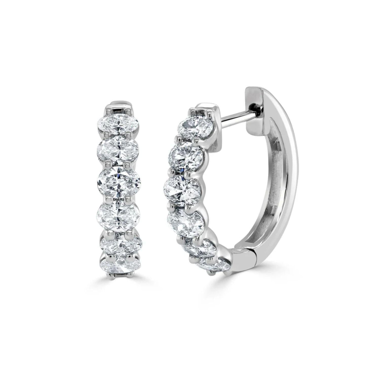 Oval - Cut Diamond Huggie Earrings
