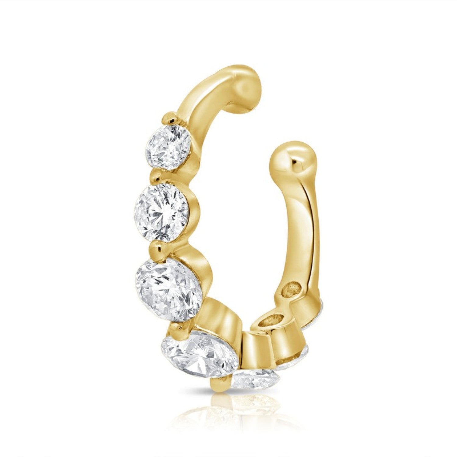 Oval Diamond Ear Cuff in 14K yellow gold by Seema Fine Jewelry