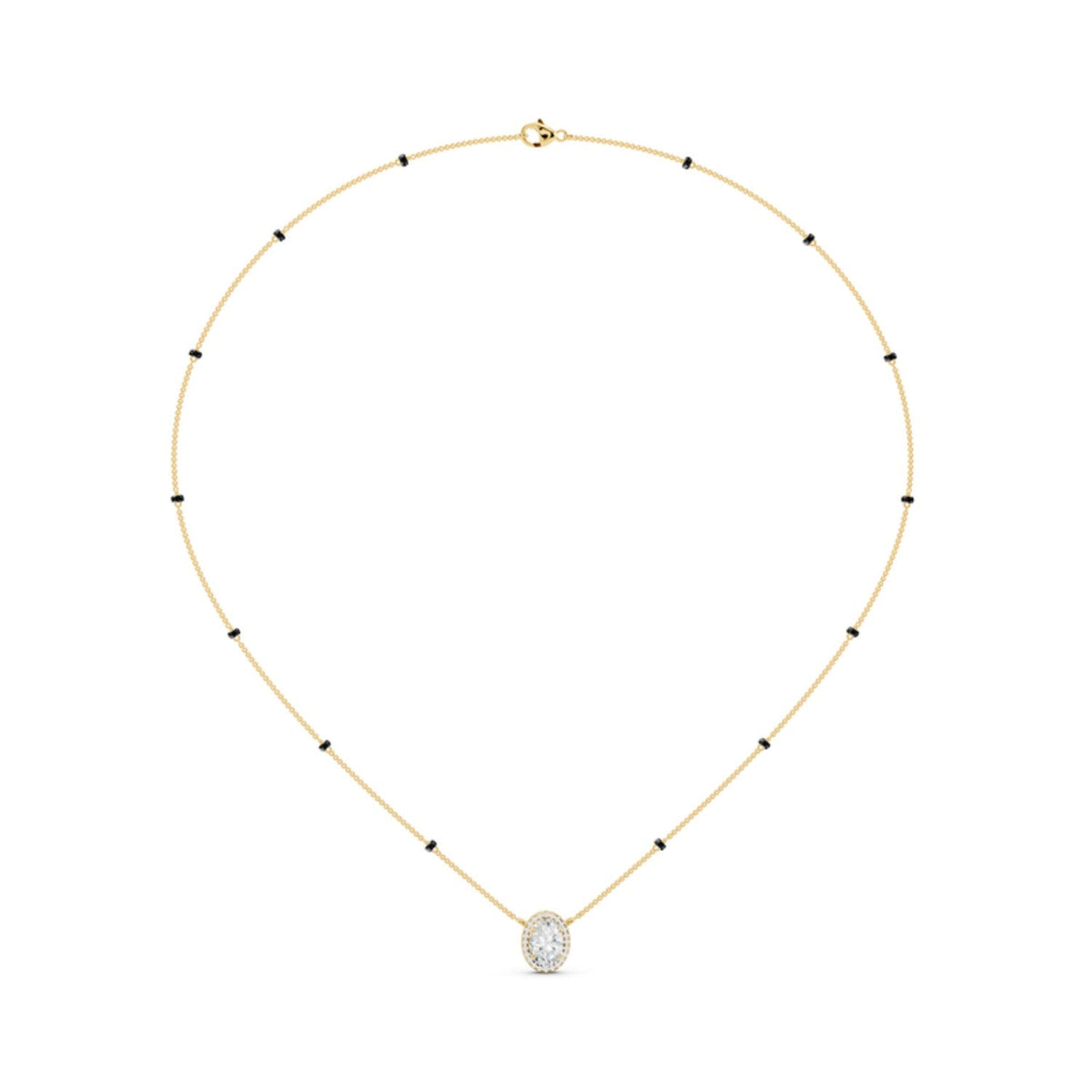 Oval Halo Diamond Mangalsutra