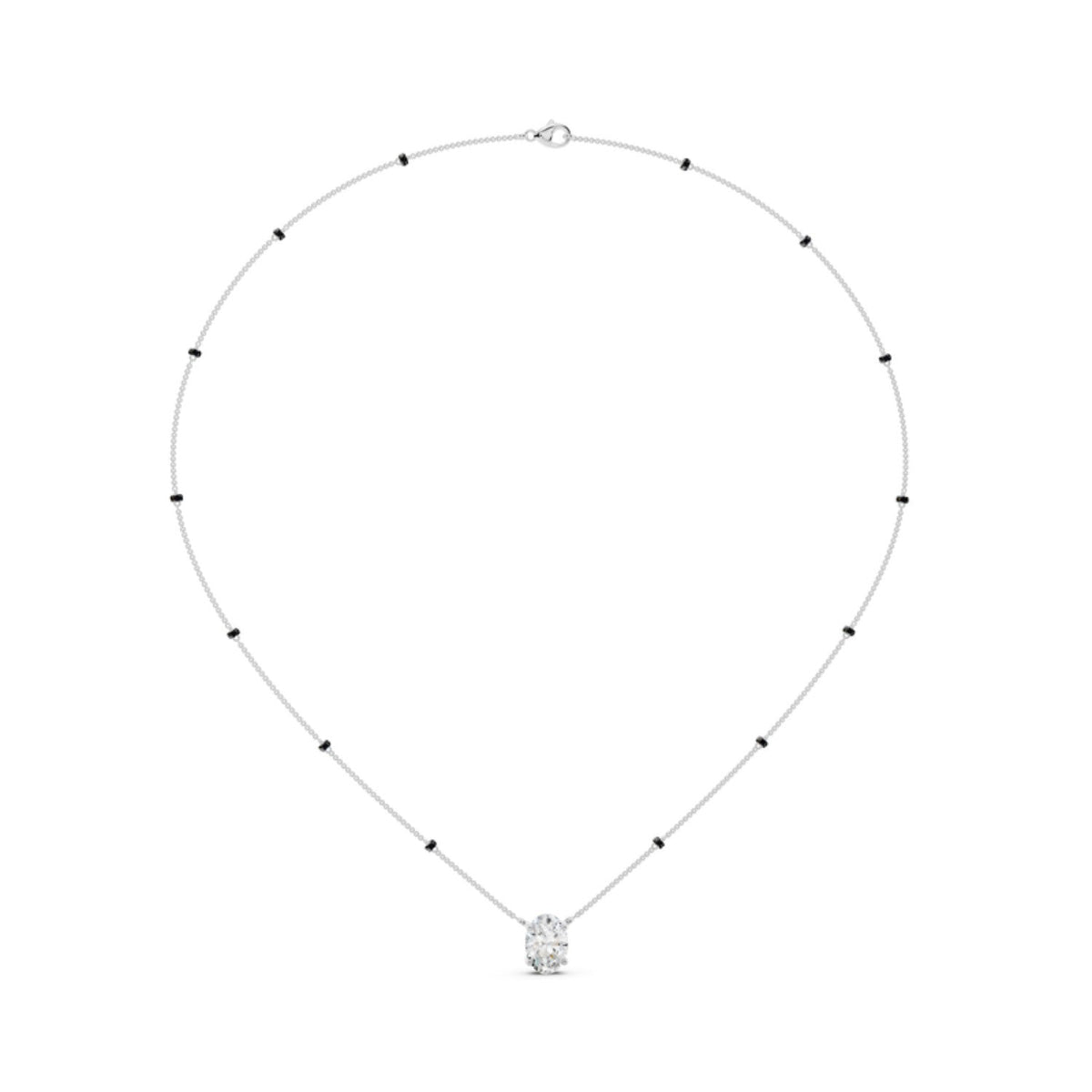 Oval Solitaire Diamond Mangalsutra