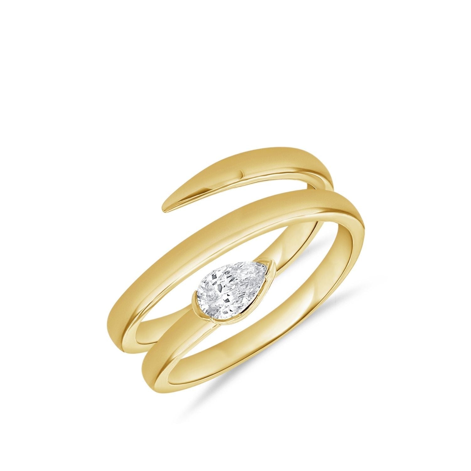 Pear Diamond Spiral Ring