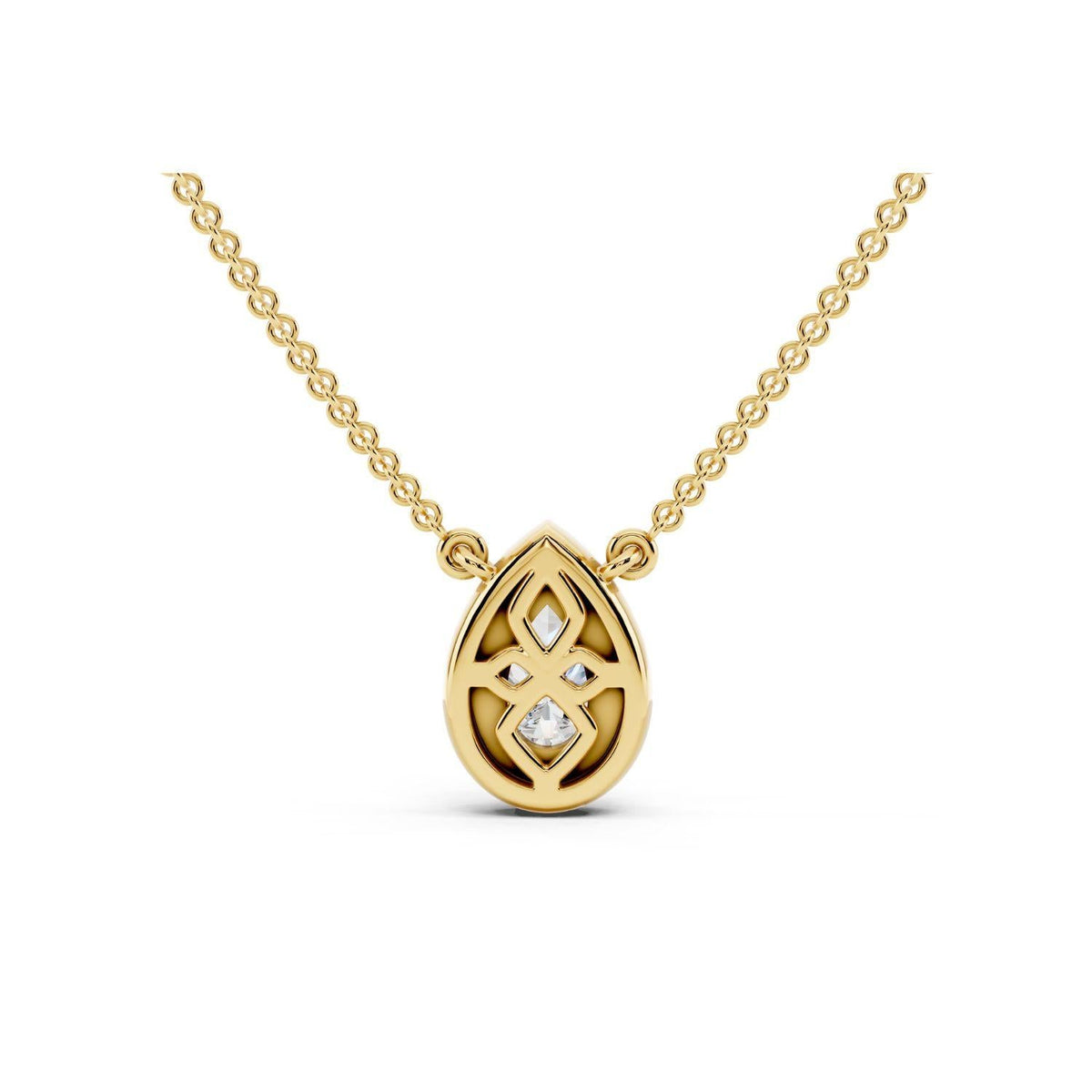 Pear Halo Diamond Pendant Necklace
