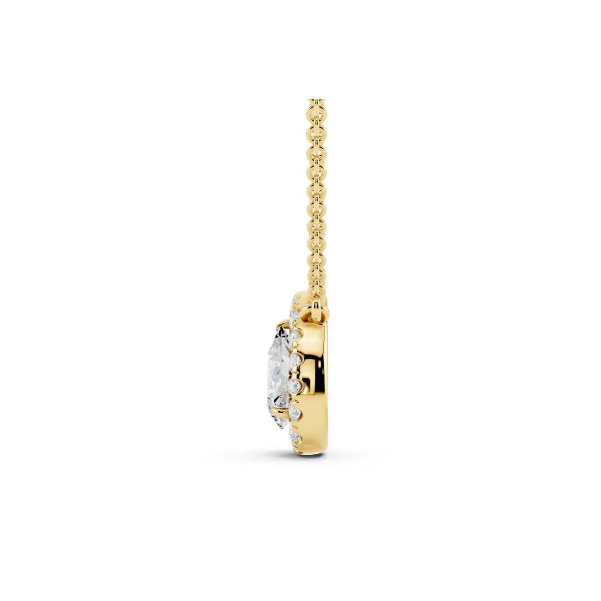 Pear Halo Diamond Pendant Necklace