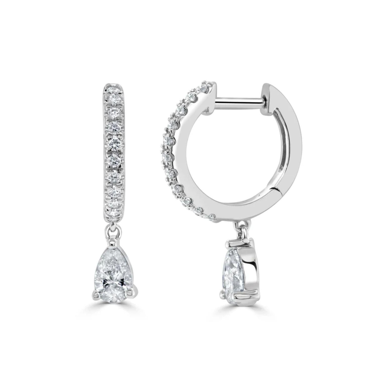 Pear - Shape Diamond Dangle Huggie Earrings