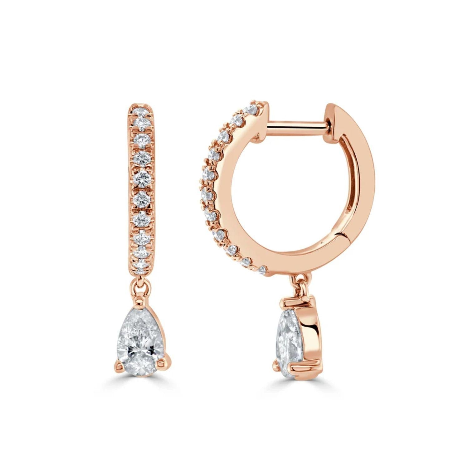 Pear - Shape Diamond Dangle Huggie Earrings