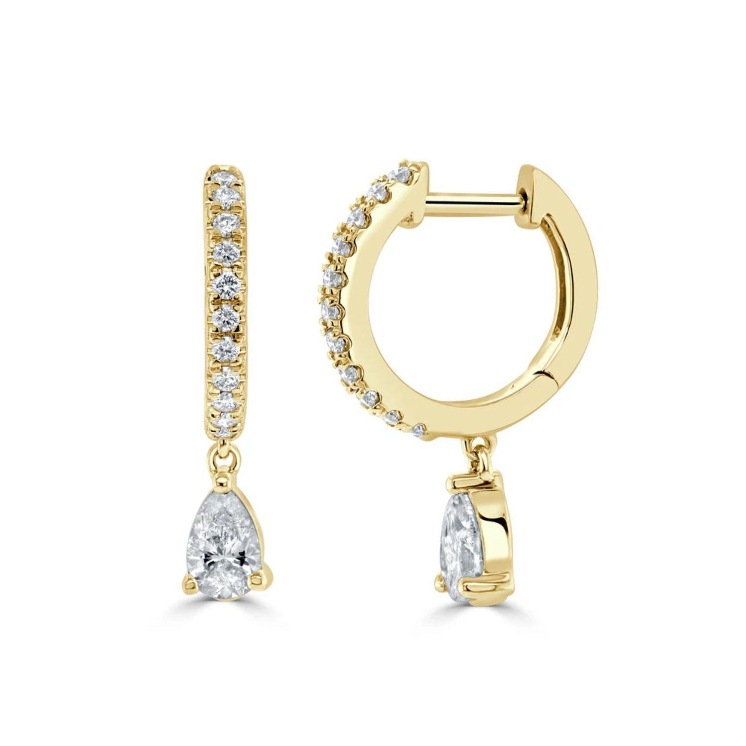 Pear - Shape Diamond Dangle Huggie Earrings