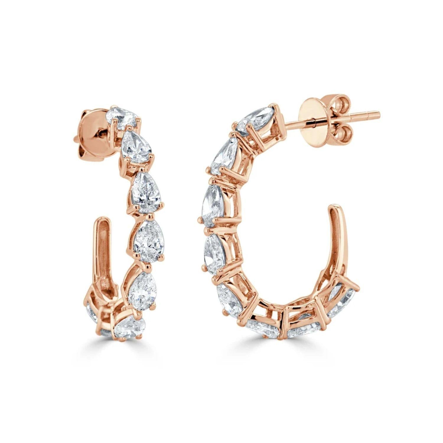 Pear - Shape Diamond Hoop Earrings