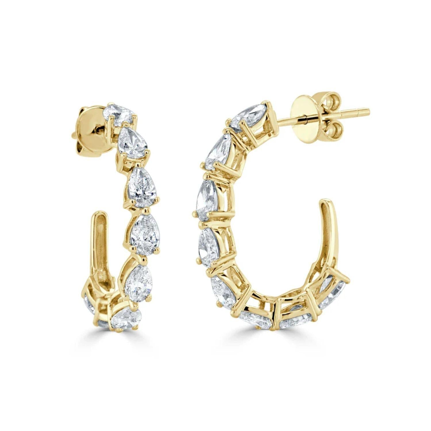 Pear - Shape Diamond Hoop Earrings