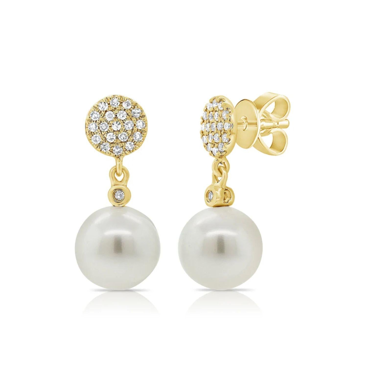 Pearl Diamond Dangle Stud Earrings