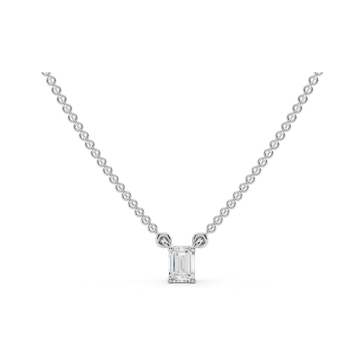 Petite Emerald Cut Diamond Pendant Necklace