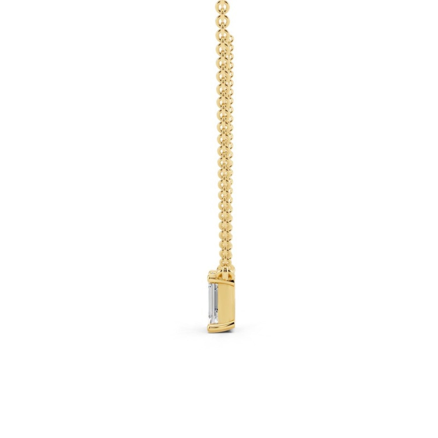 Petite Emerald Cut Diamond Pendant Necklace, detail view 3
