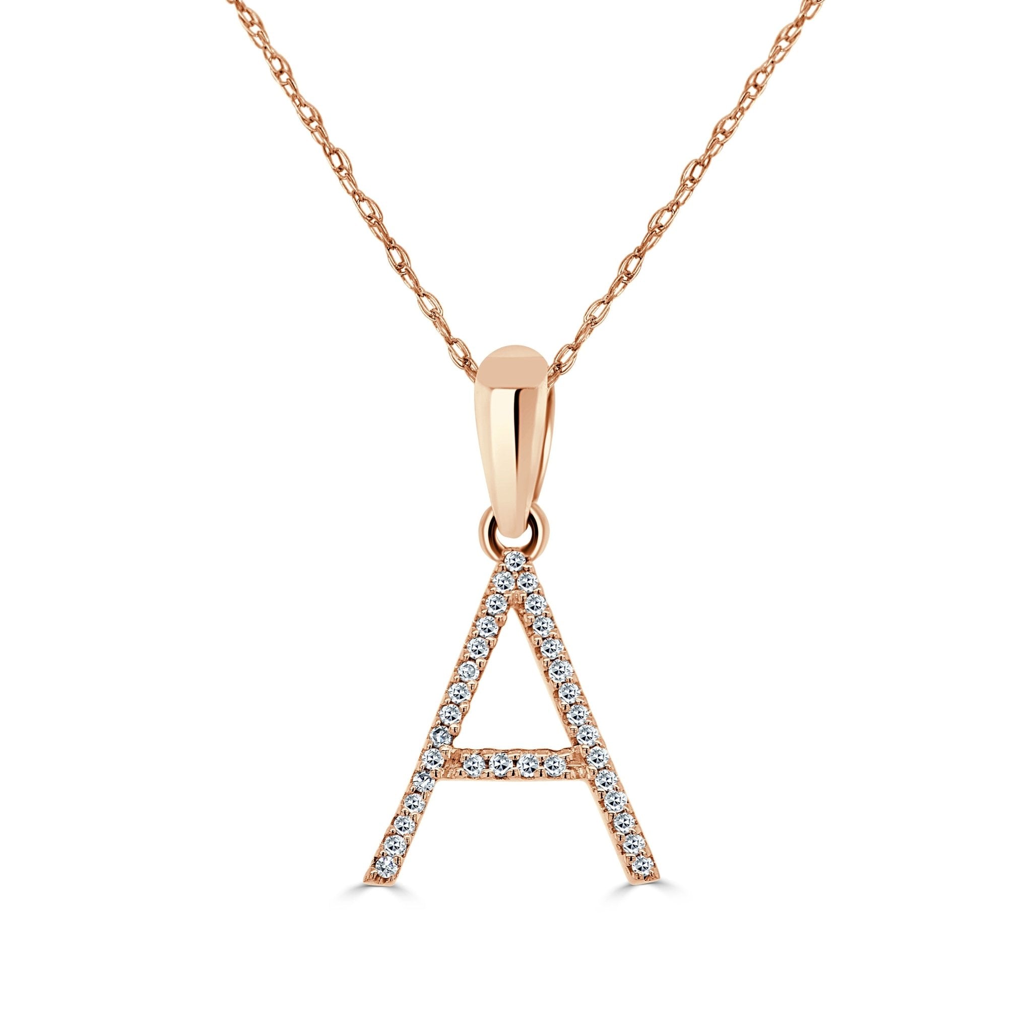Rose Gold Diamond Initial Necklace