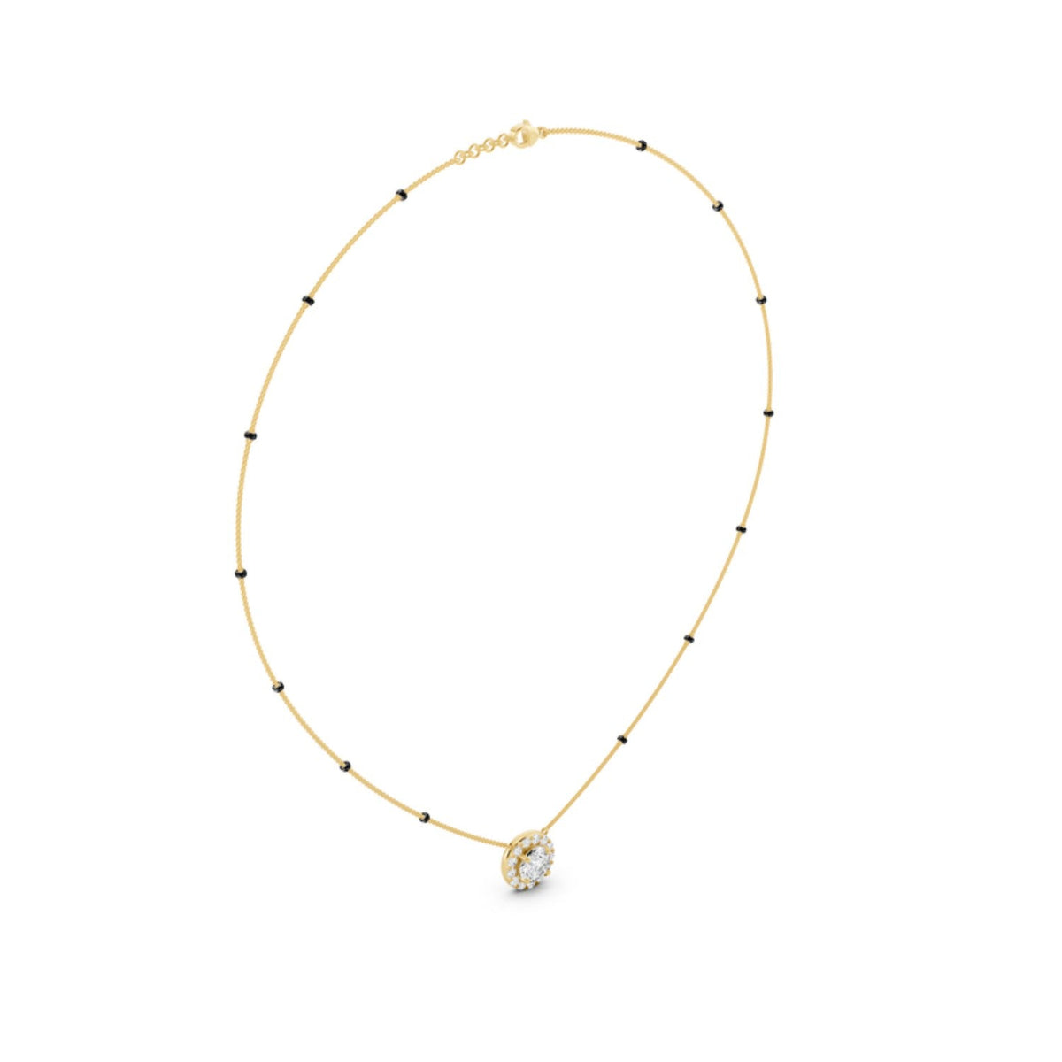 Round Halo Diamond Mangalsutra