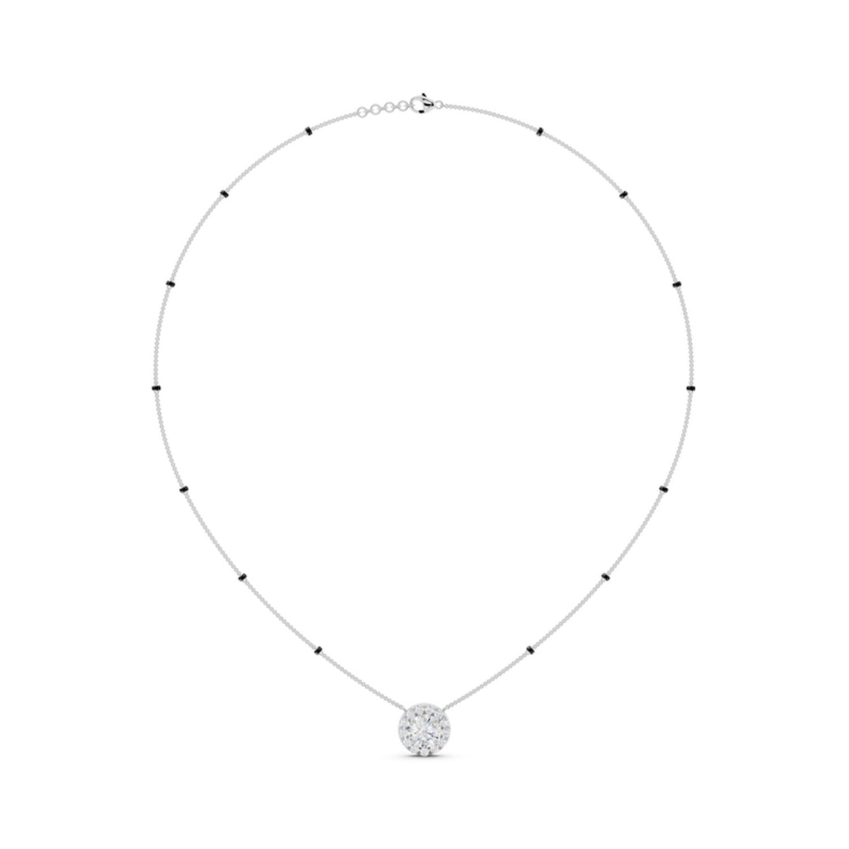 Round Halo Diamond Mangalsutra