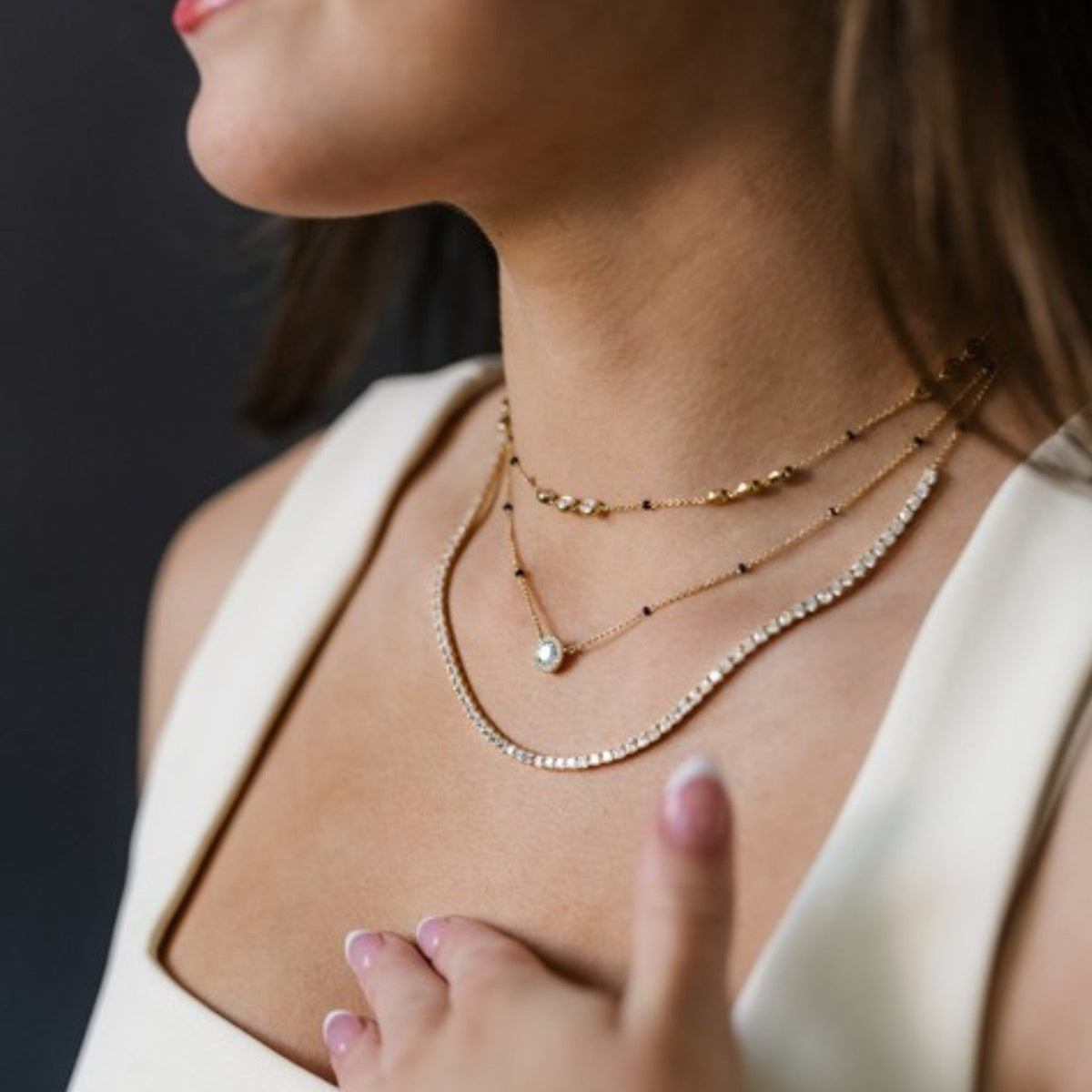 Round Halo Diamond Mangalsutra