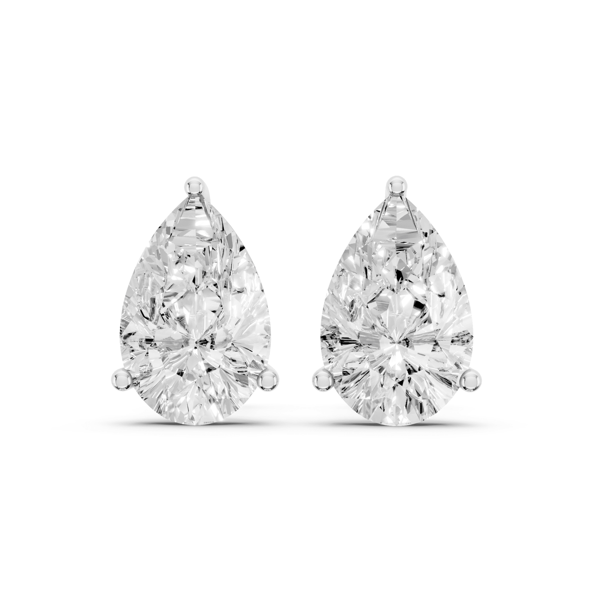 Pair of pear-shaped lab-grown diamond stud earrings