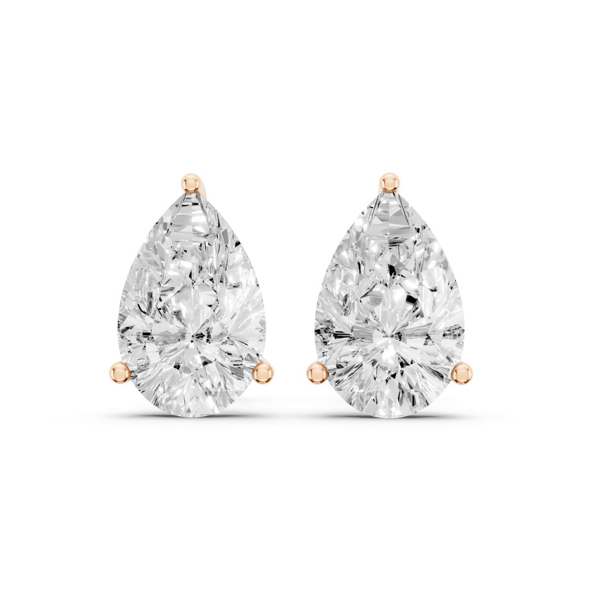 Pair of pear-shaped lab-grown diamond stud earrings