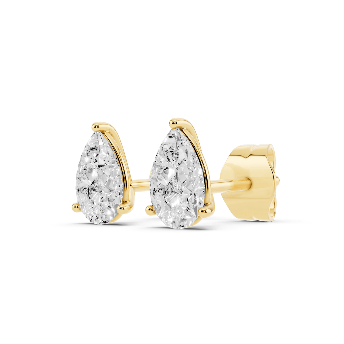 Pair of pear-shaped lab-grown diamond stud earrings