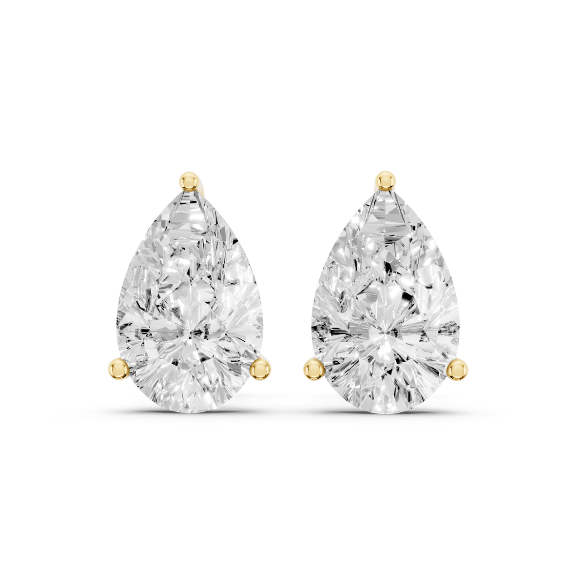Pair of pear-shaped lab-grown diamond stud earrings