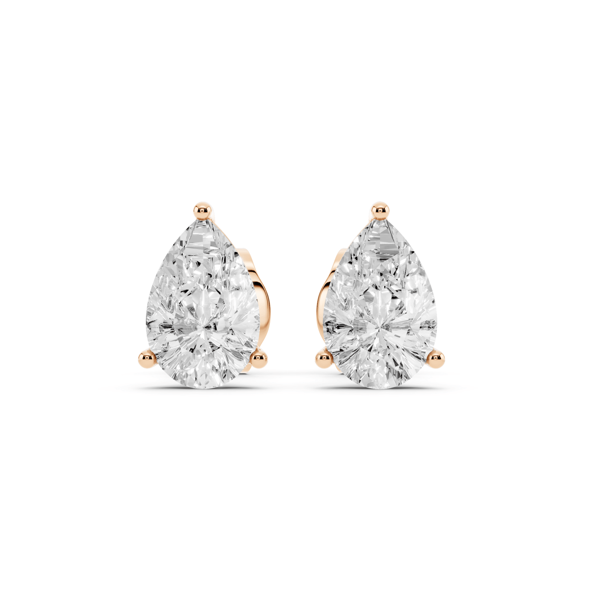 Pair of pear-shaped lab-grown diamond stud earrings