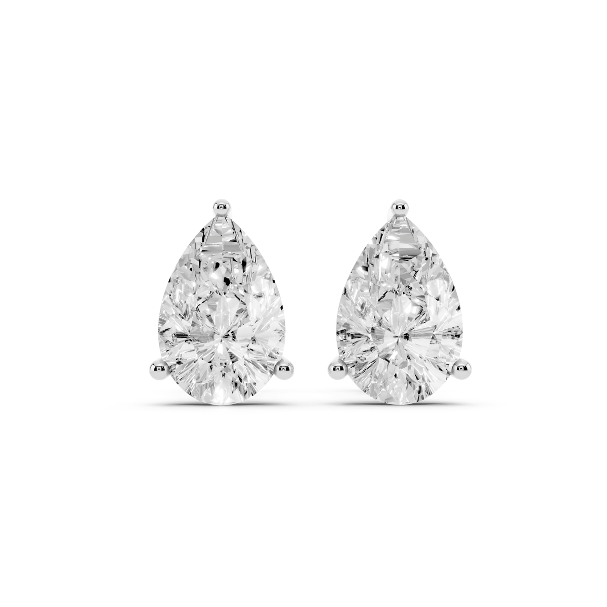 Pair of pear-shaped lab-grown diamond stud earrings