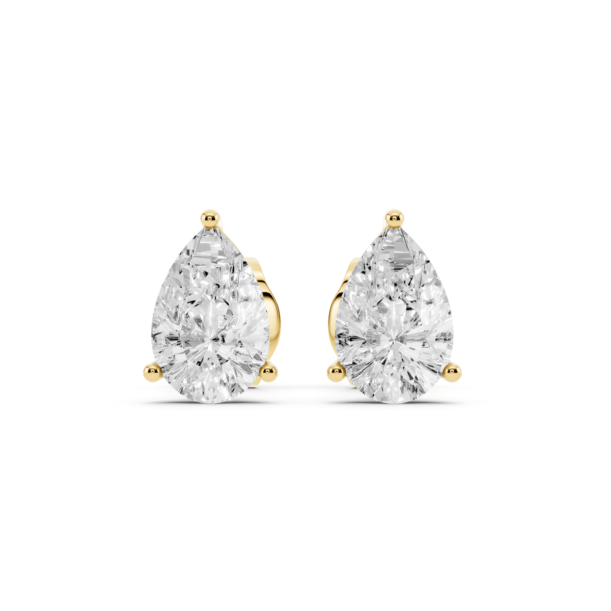 Pair of pear-shaped lab-grown diamond stud earrings