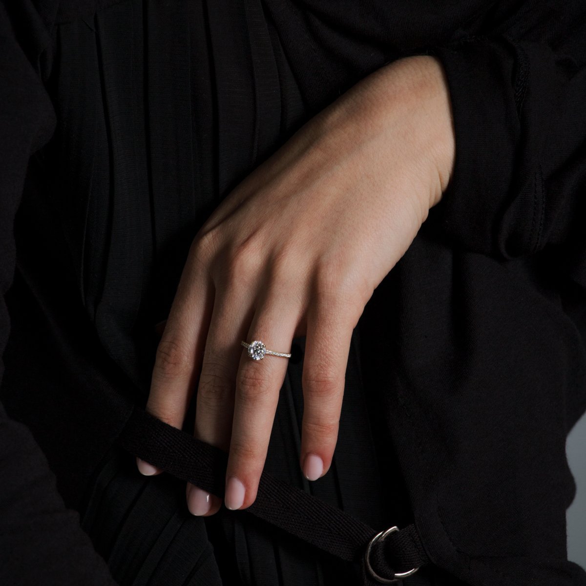 Solitaire Pave Engagement Ring