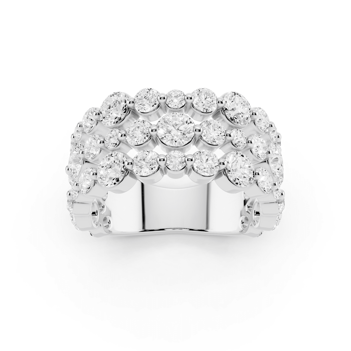 Three-Row Bubble Lab-Grown Diamond Ring