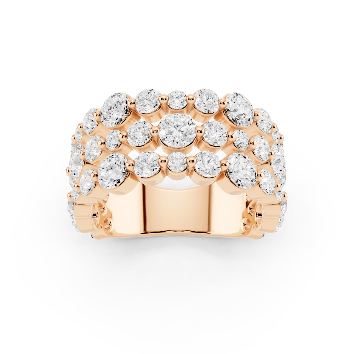 Three-Row Bubble Lab-Grown Diamond Ring