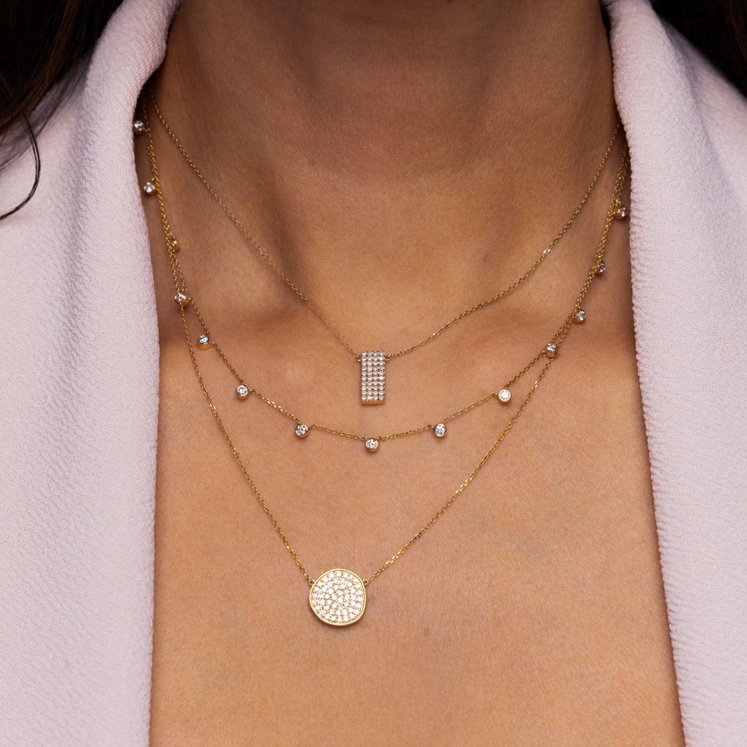 Triple Strand Diamond Layered Necklace