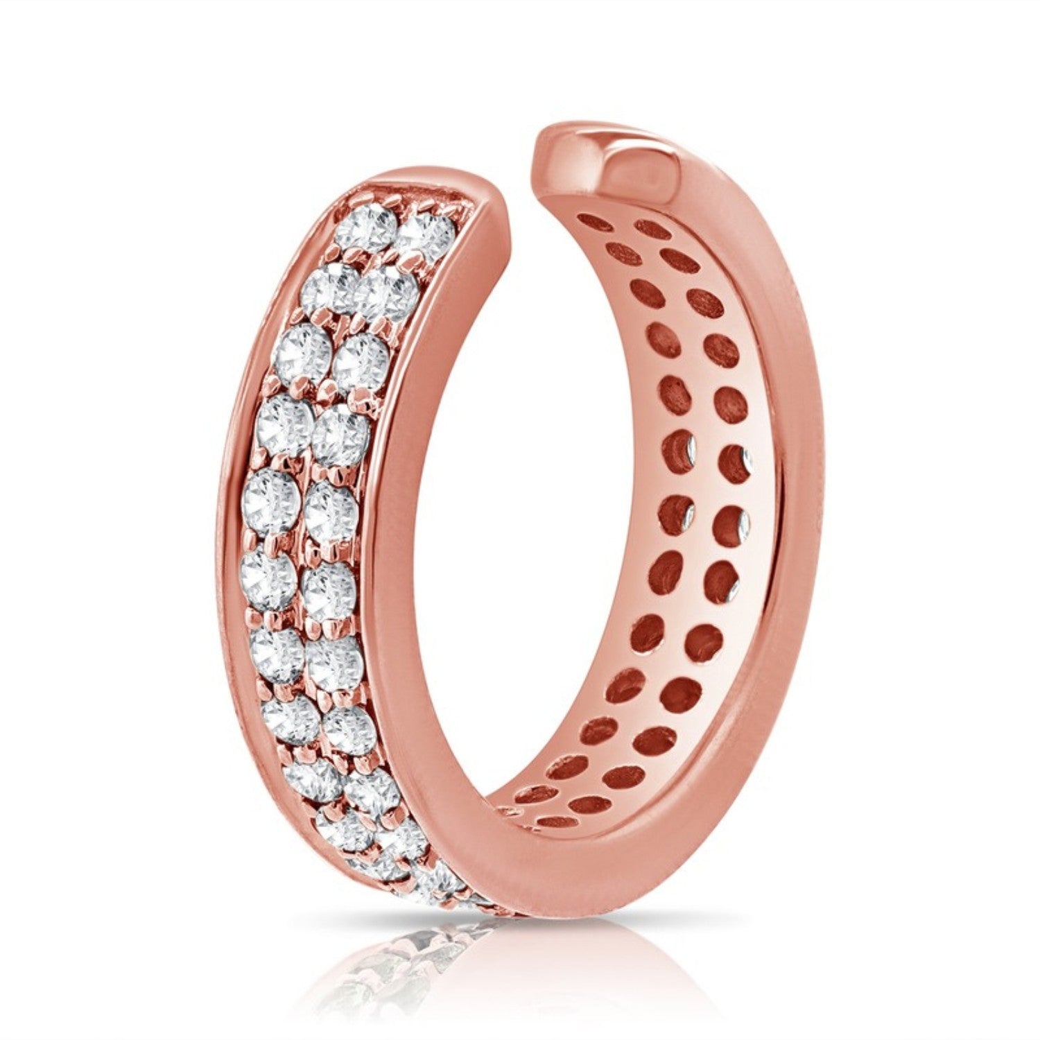 Two Row Pavé Diamond Ear Cuff in 14K rose gold