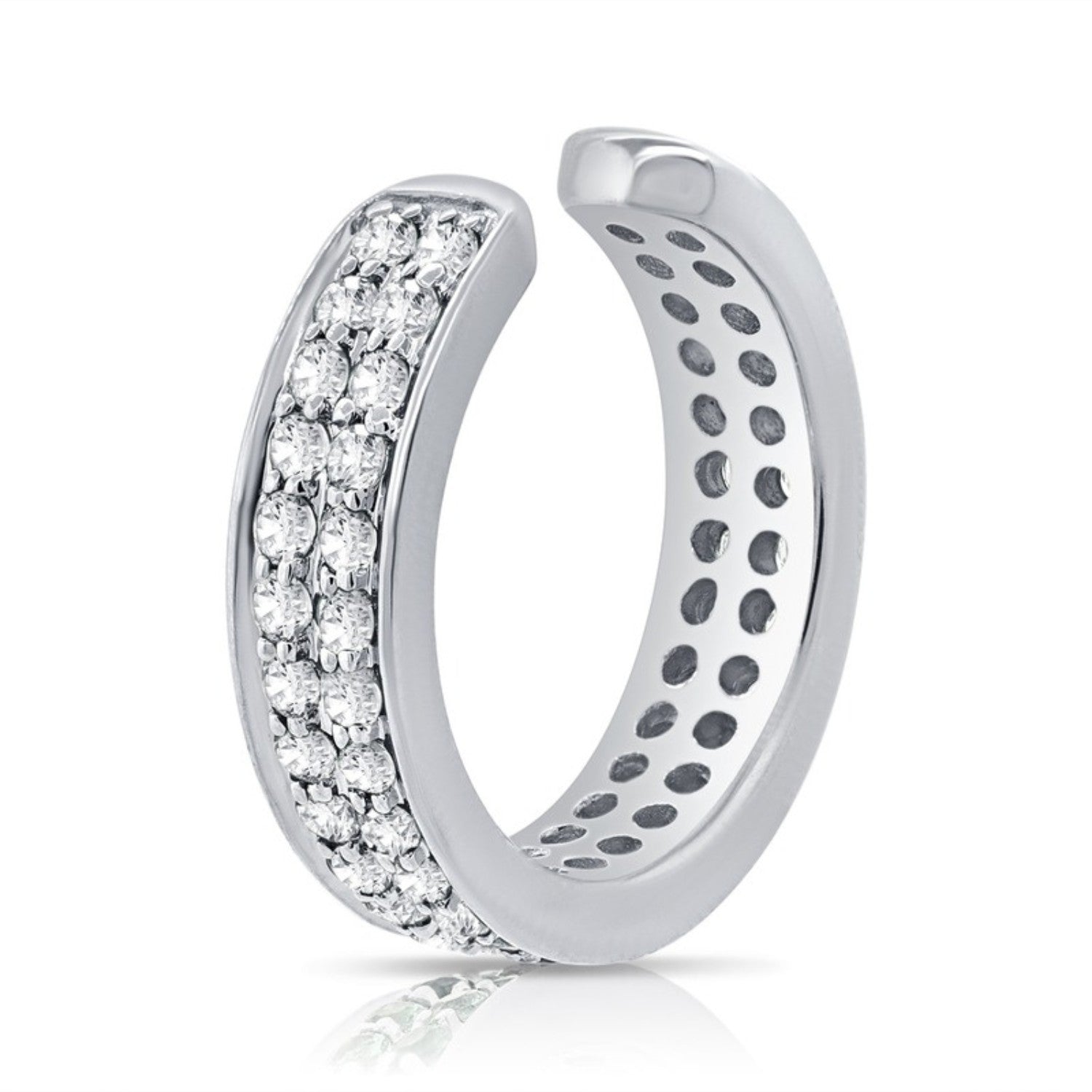 Two Row Pavé Diamond Ear Cuff in 14K white gold