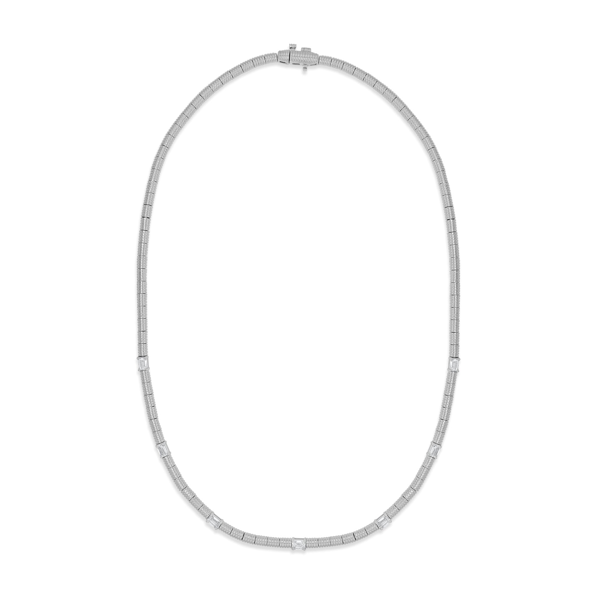 Two - Tone Emerald Cut Diamond Necklace