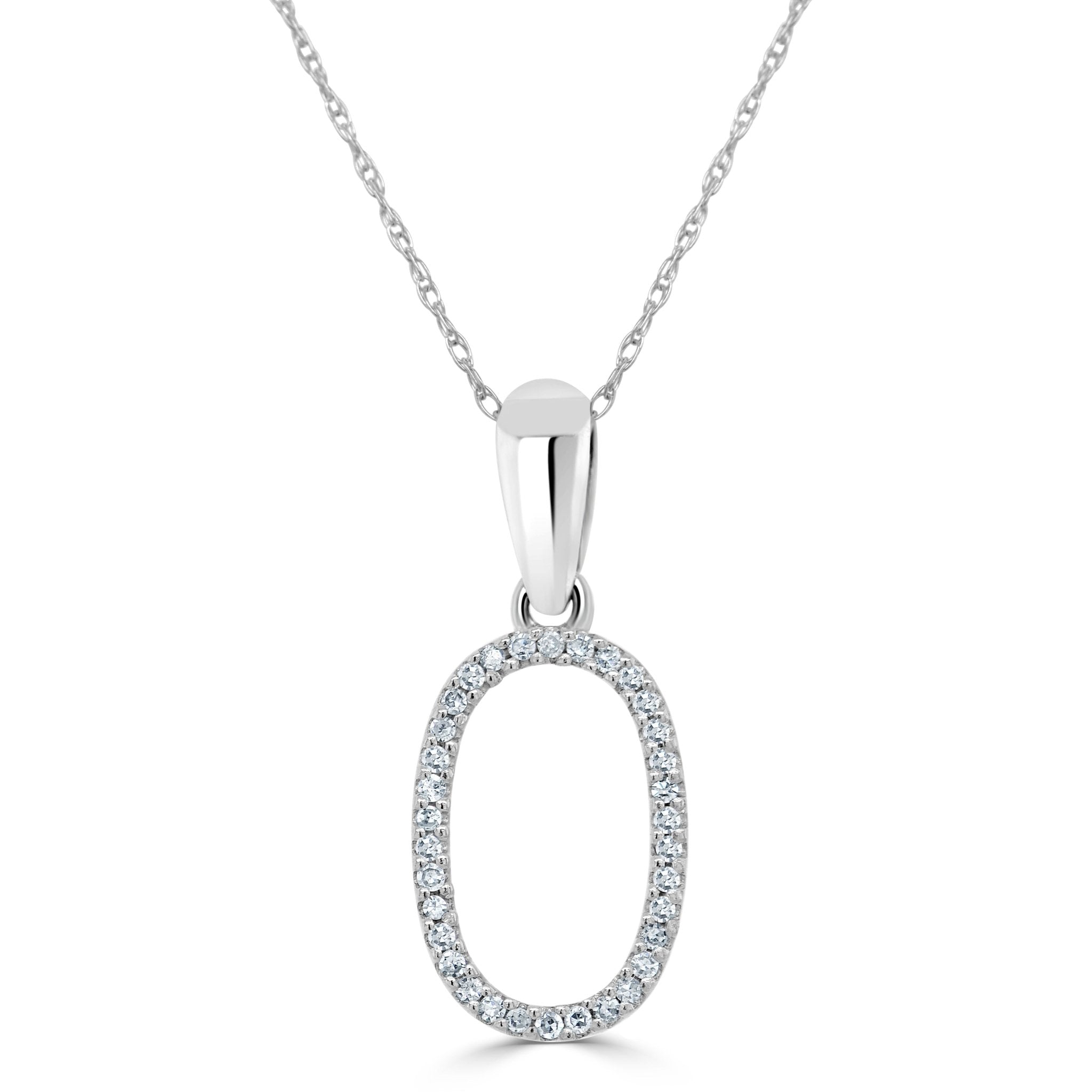 White Gold Diamond Initial Necklace