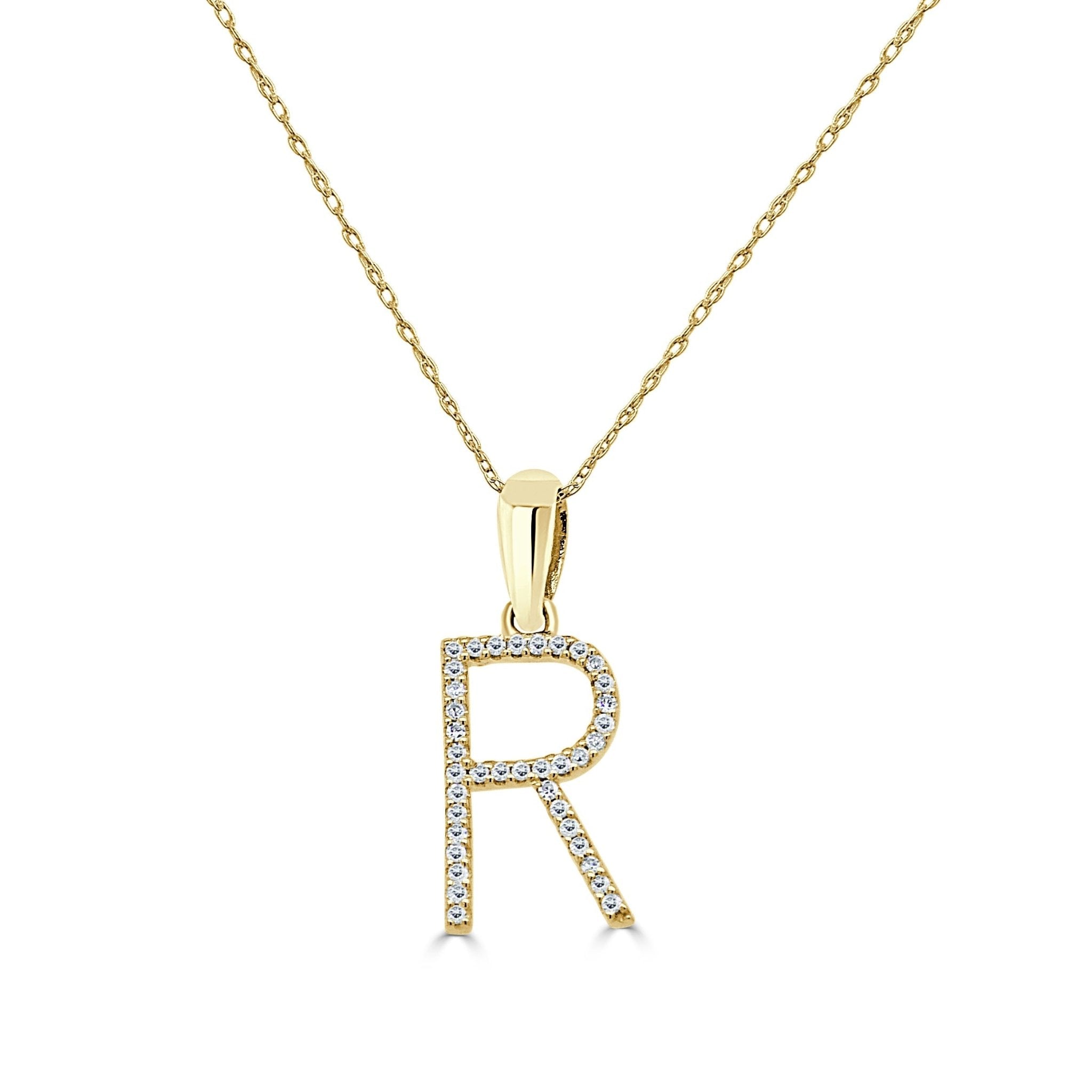Yellow Gold Diamond Initial Necklace