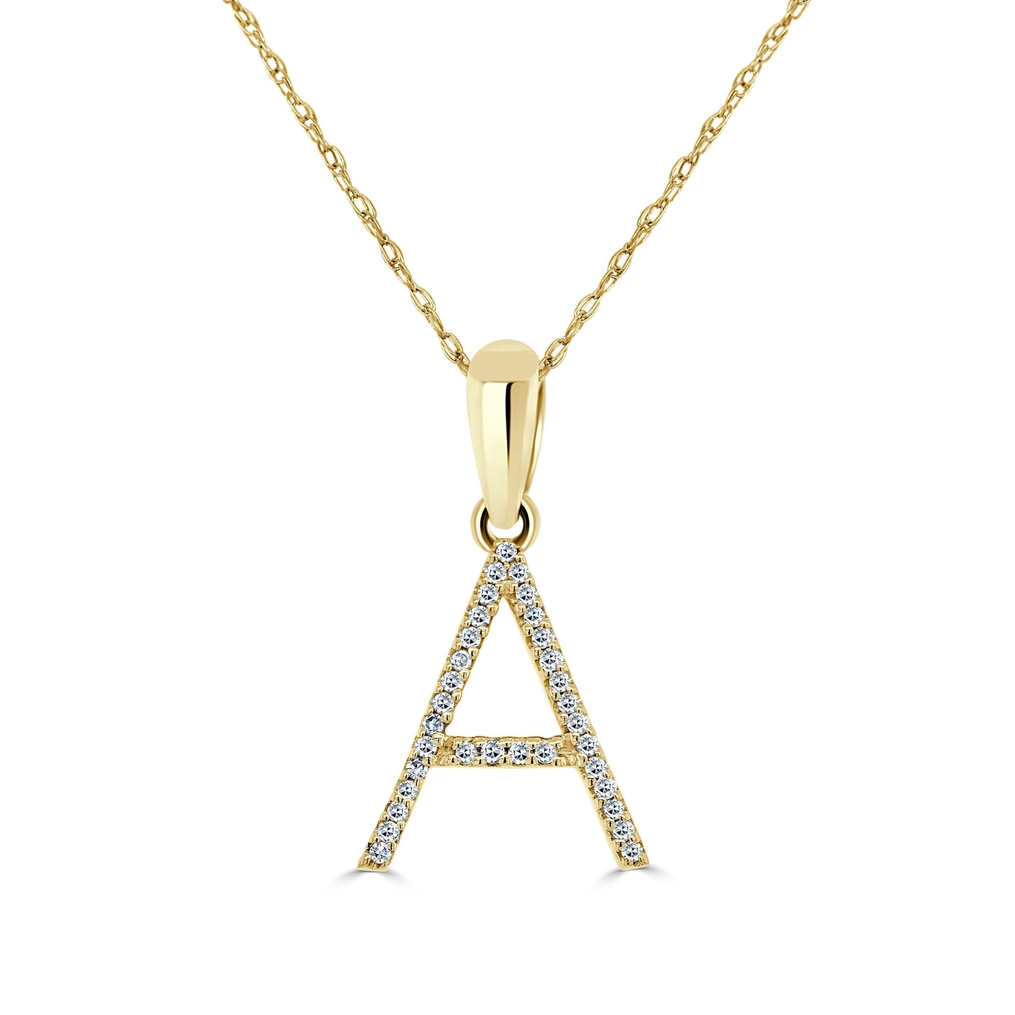 Yellow Gold Diamond Initial Necklace