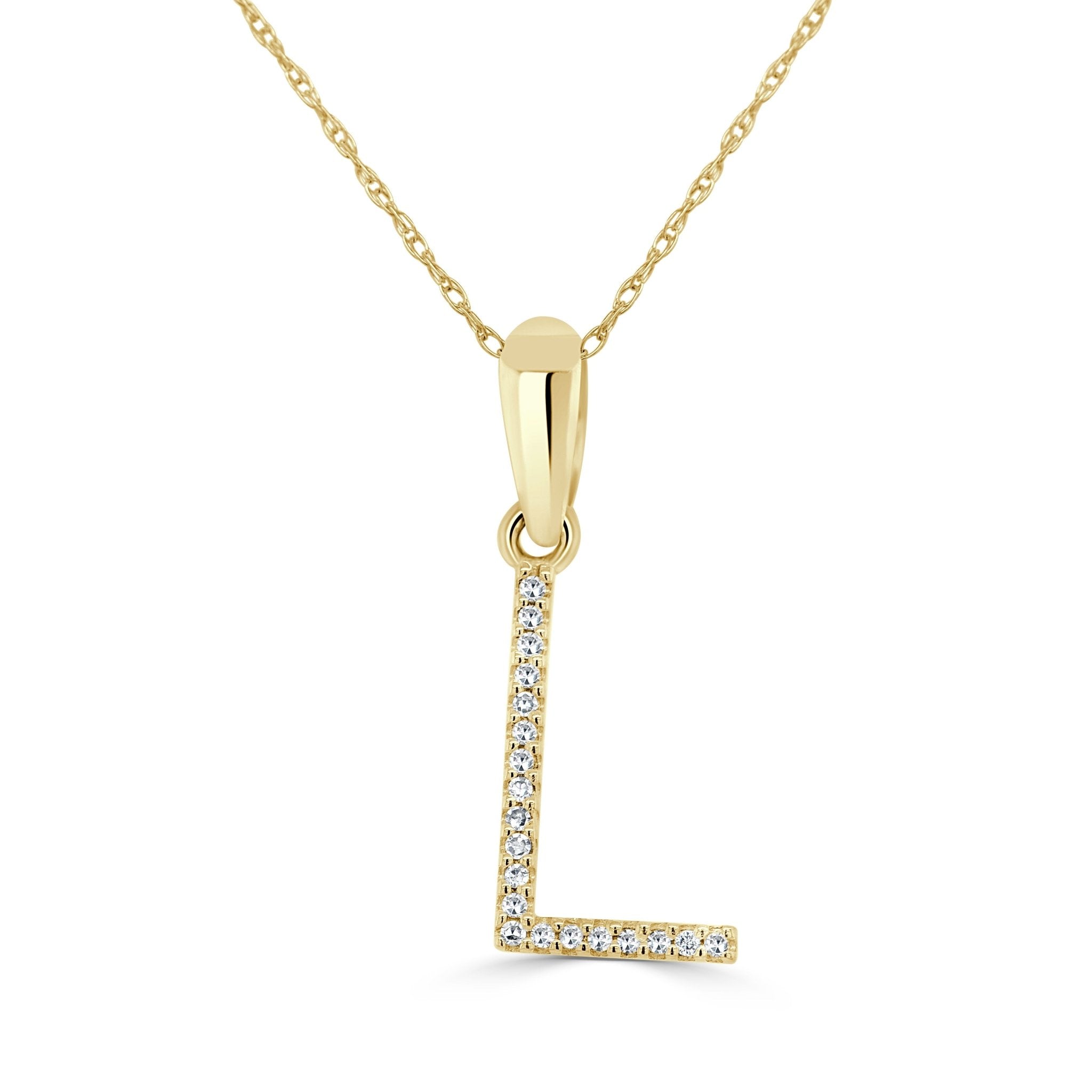 Yellow Gold Diamond Initial Necklace