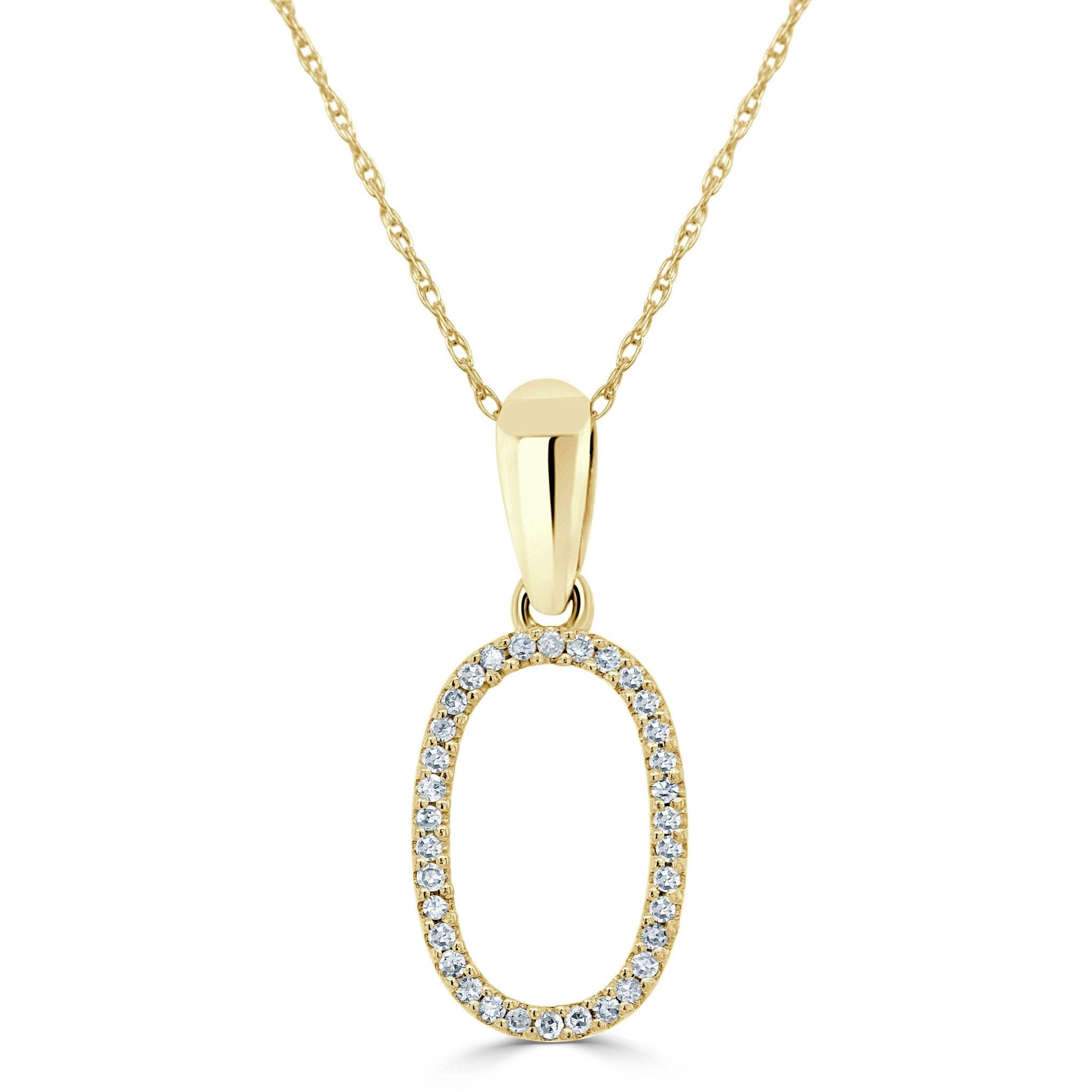 Yellow Gold Diamond Initial Necklace