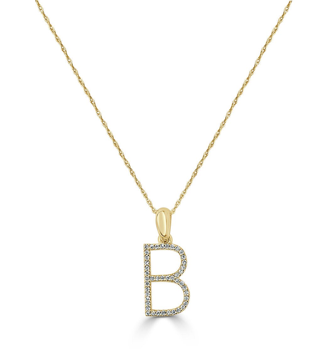 Yellow Gold Diamond Initial Necklace