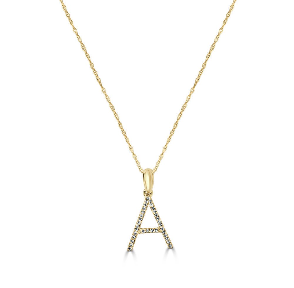 Yellow Gold Diamond Initial Necklace