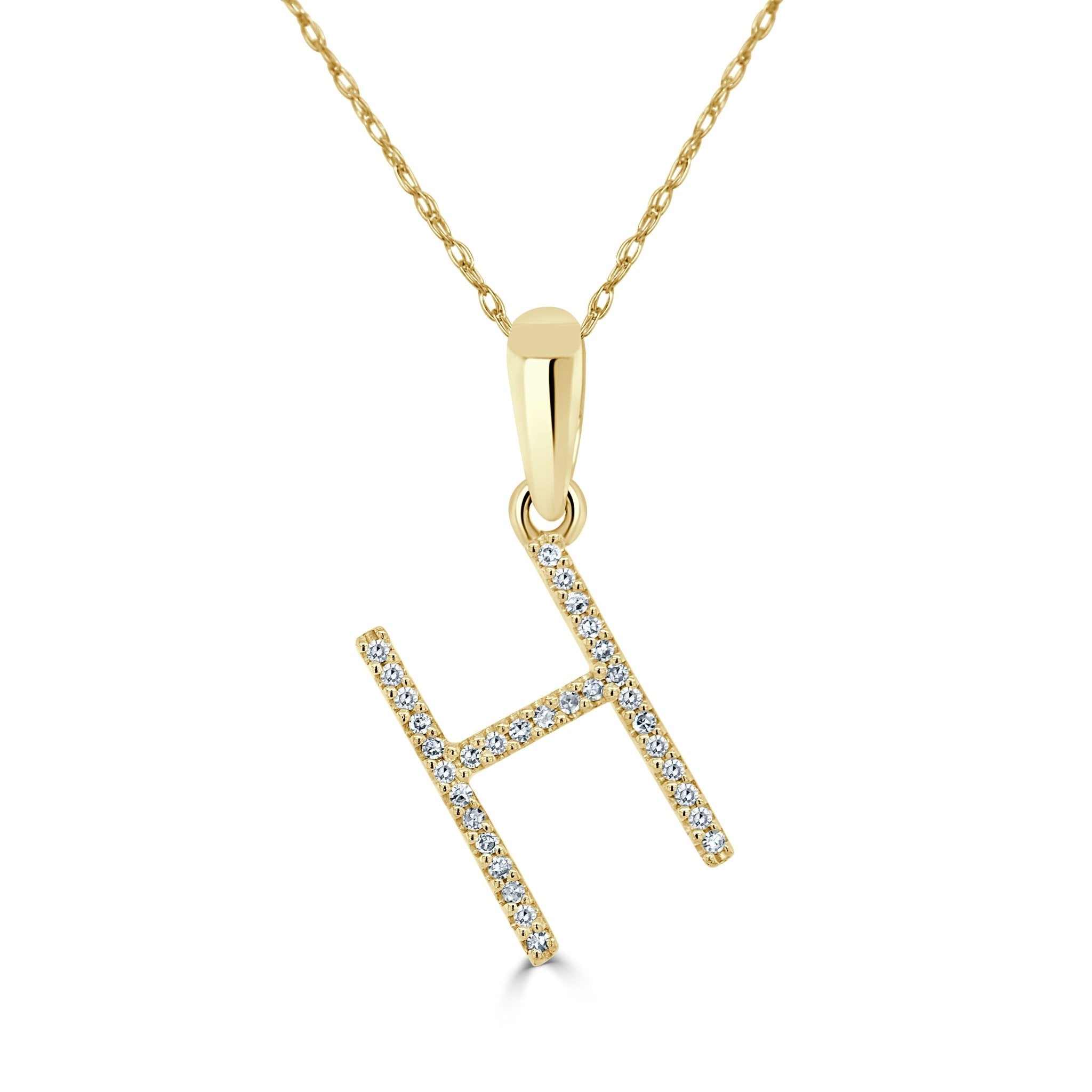 Yellow Gold Diamond Initial Necklace