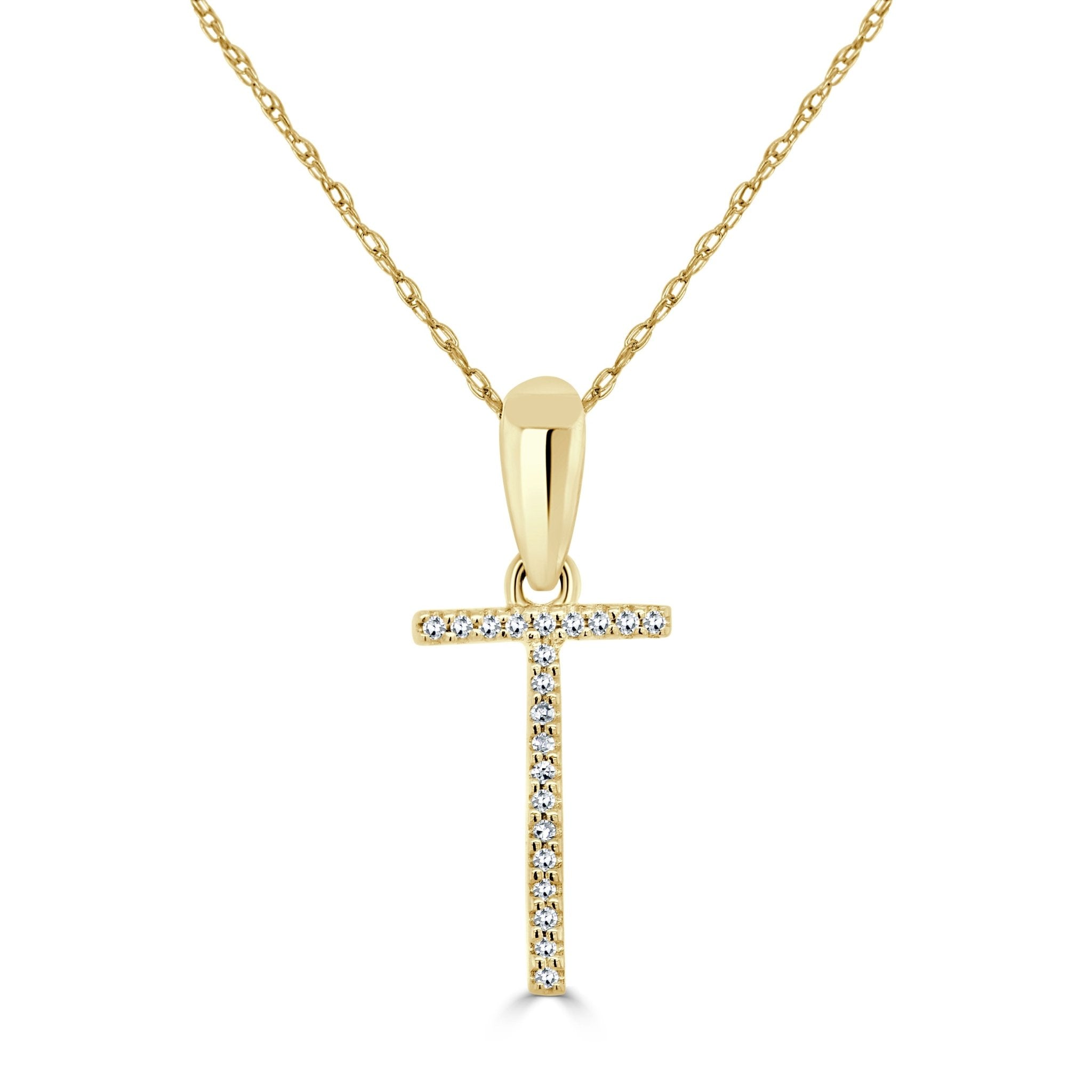 Yellow Gold Diamond Initial Necklace