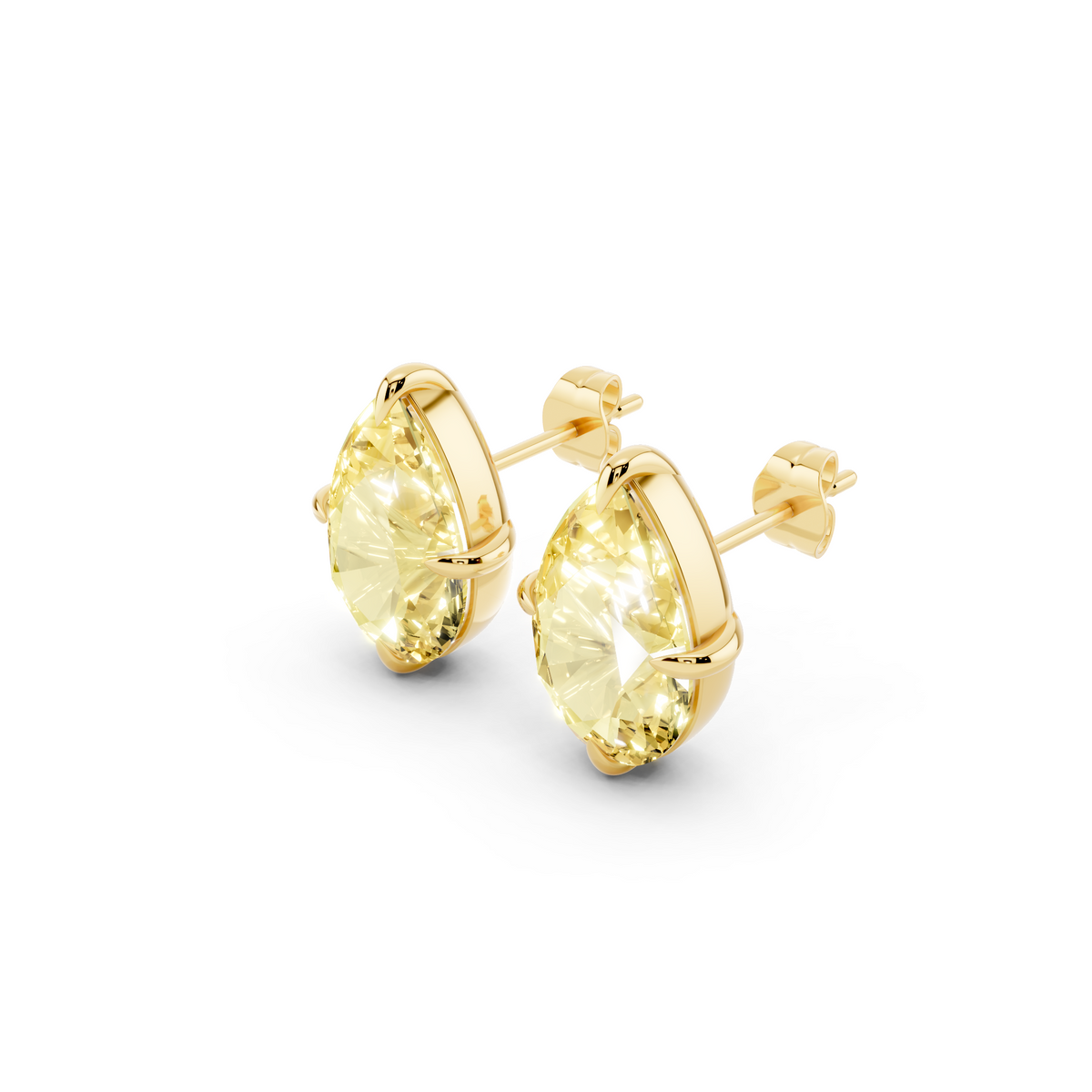 Yellow Pear Lab-Grown Diamond Stud Earrings