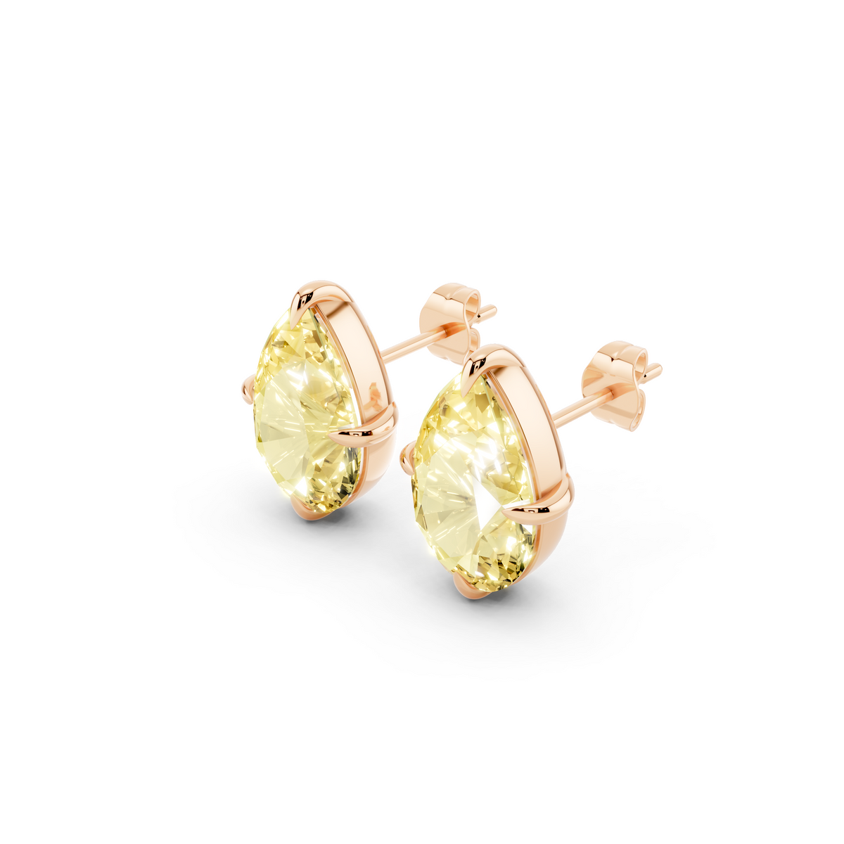 Yellow Pear Lab-Grown Diamond Stud Earrings