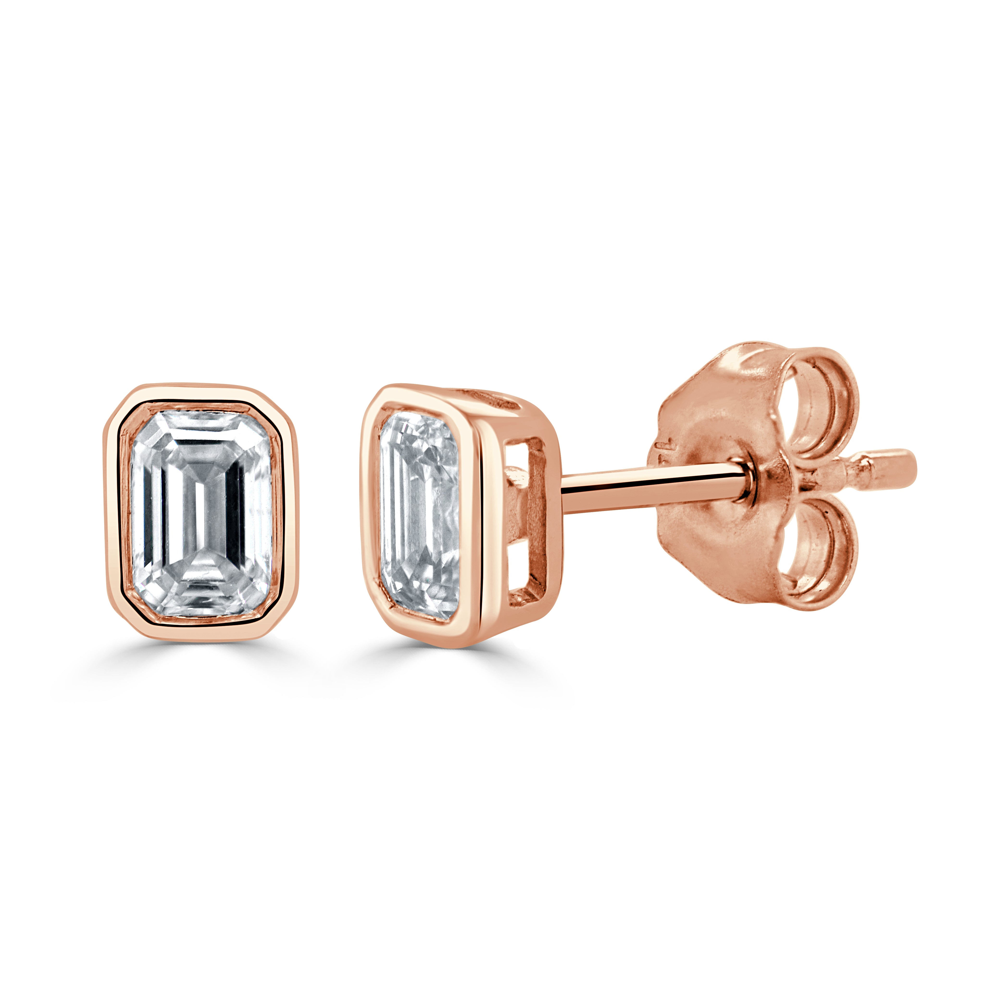 Emerald-Cut Diamond Stud Earrings