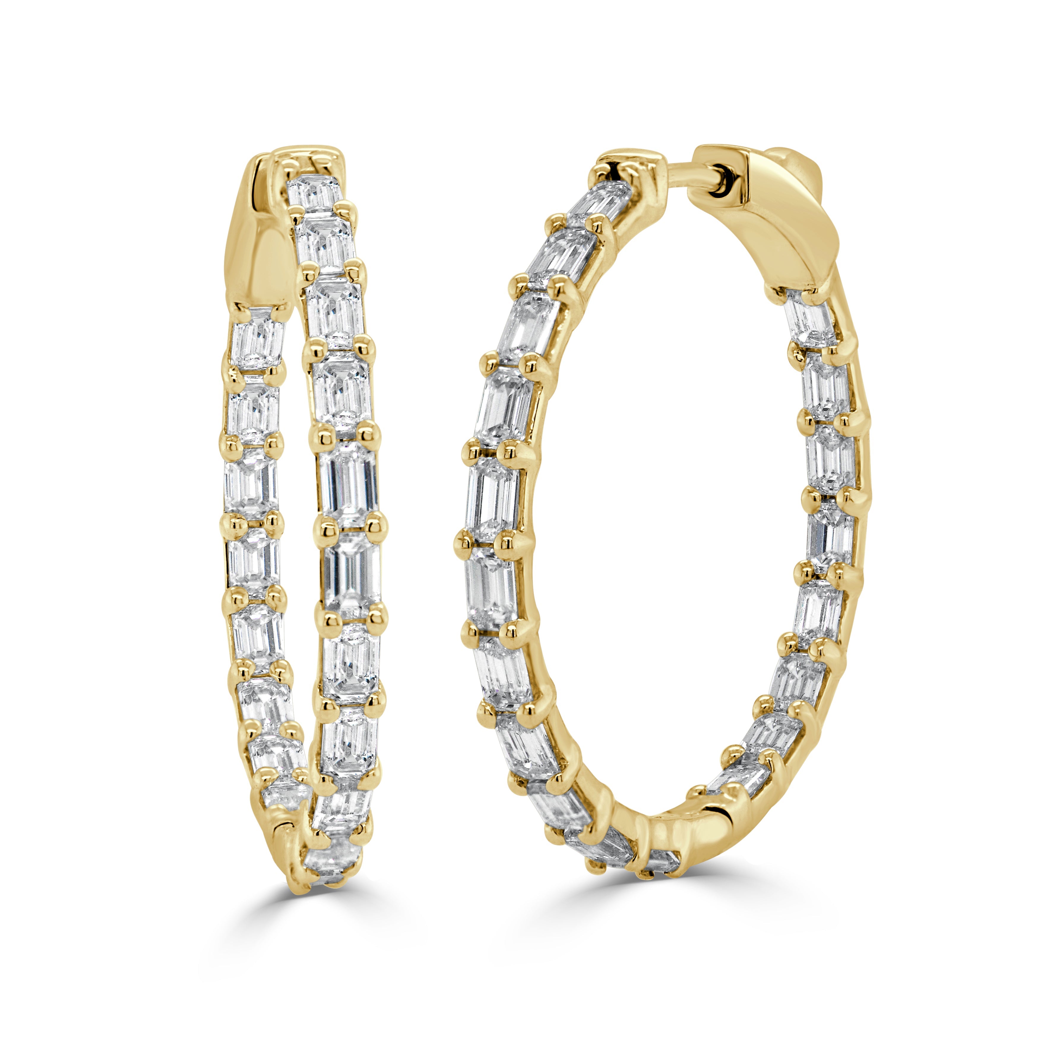 Emerald-Cut Diamond Inside-Out Hoops