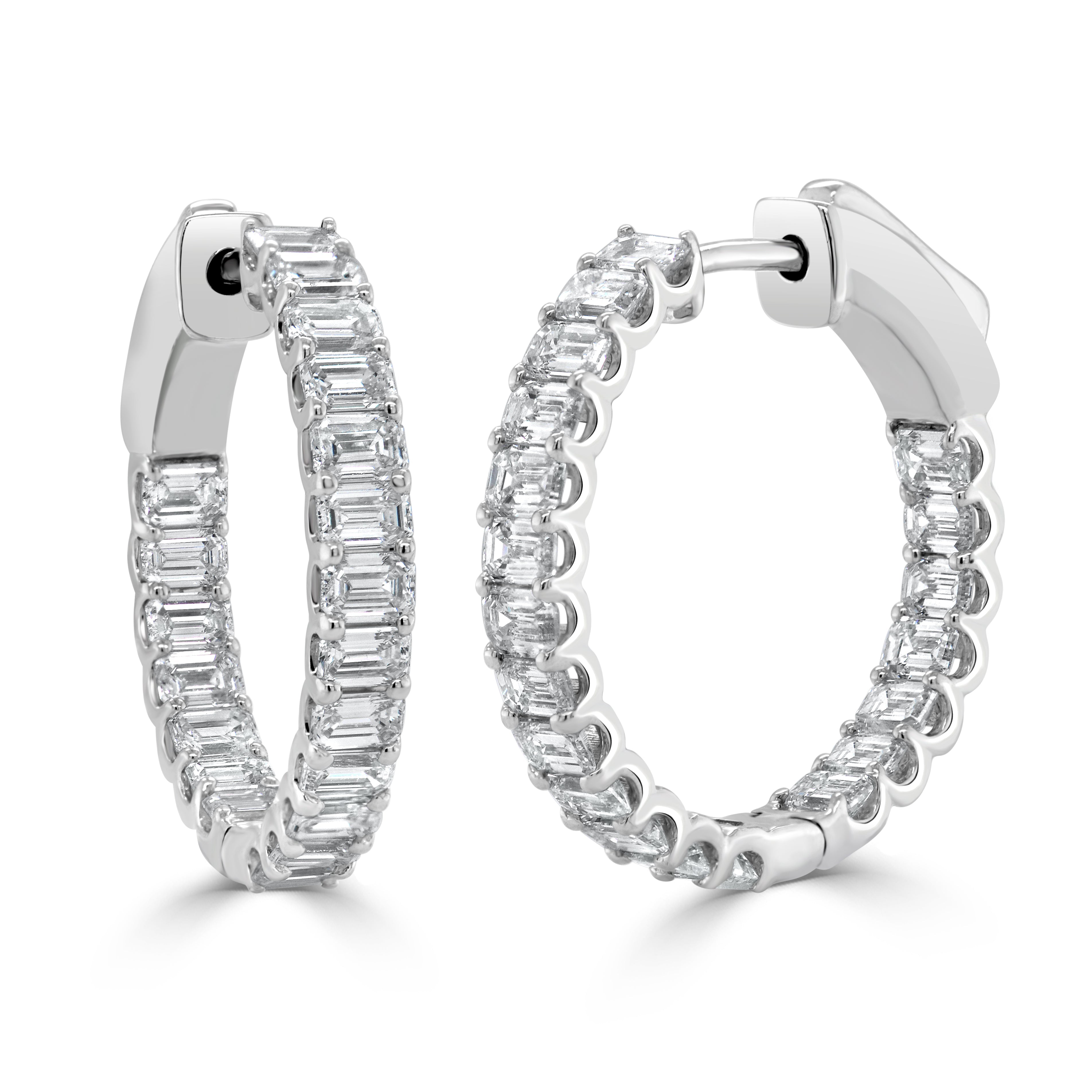Emerald-Cut Diamond Inside-Out Hoop Earrings