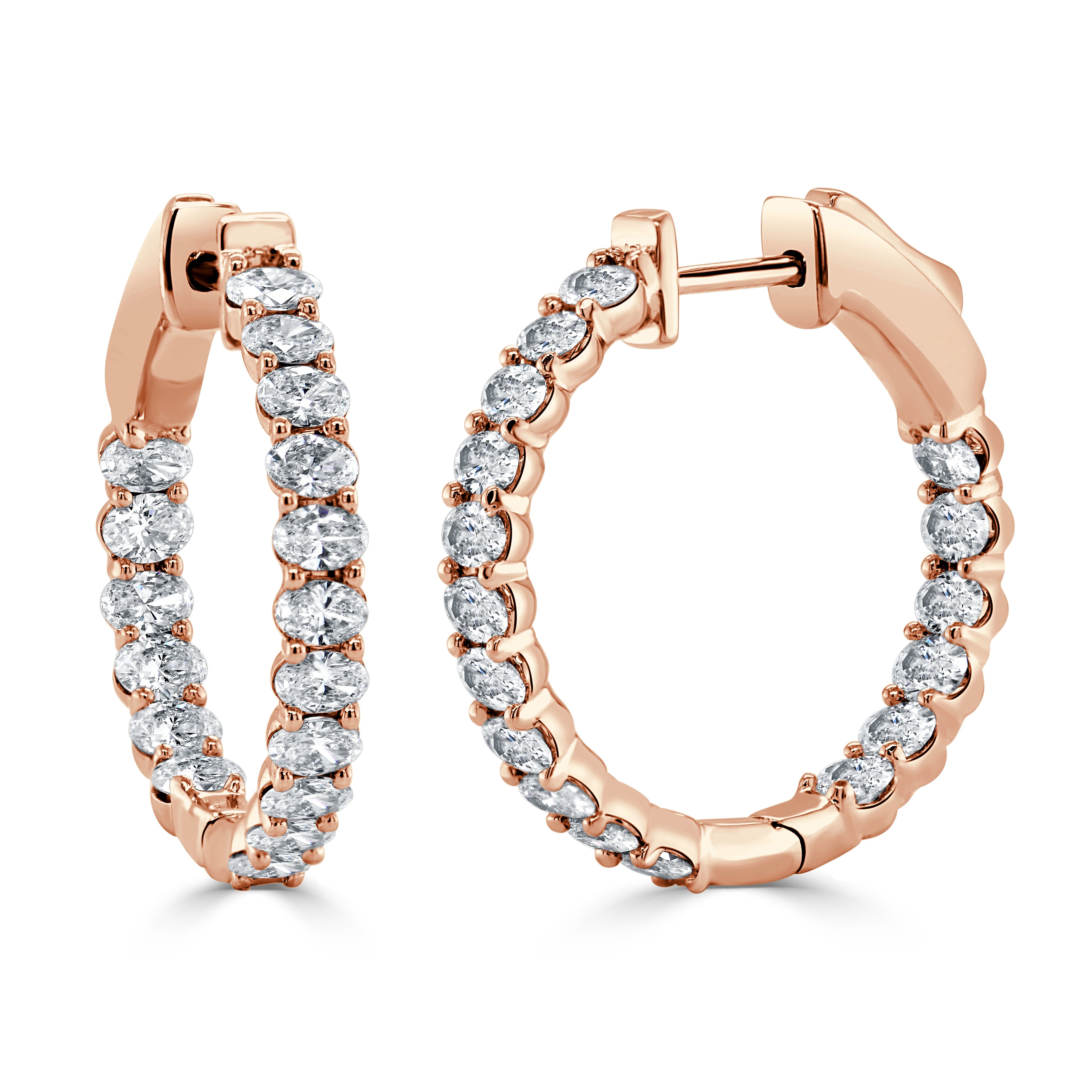 Oval Diamond Hoop Earrings