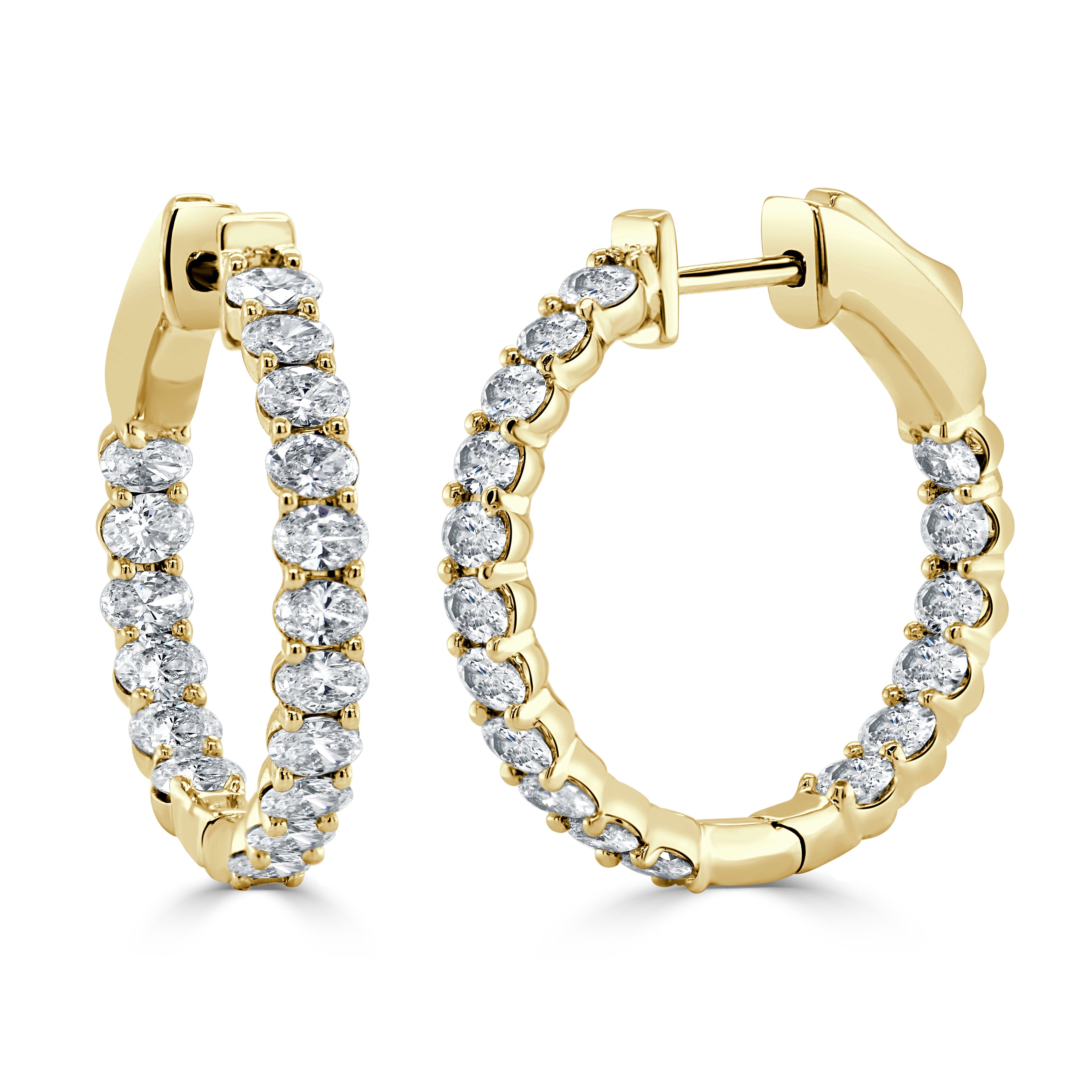 Oval Diamond Hoop Earrings
